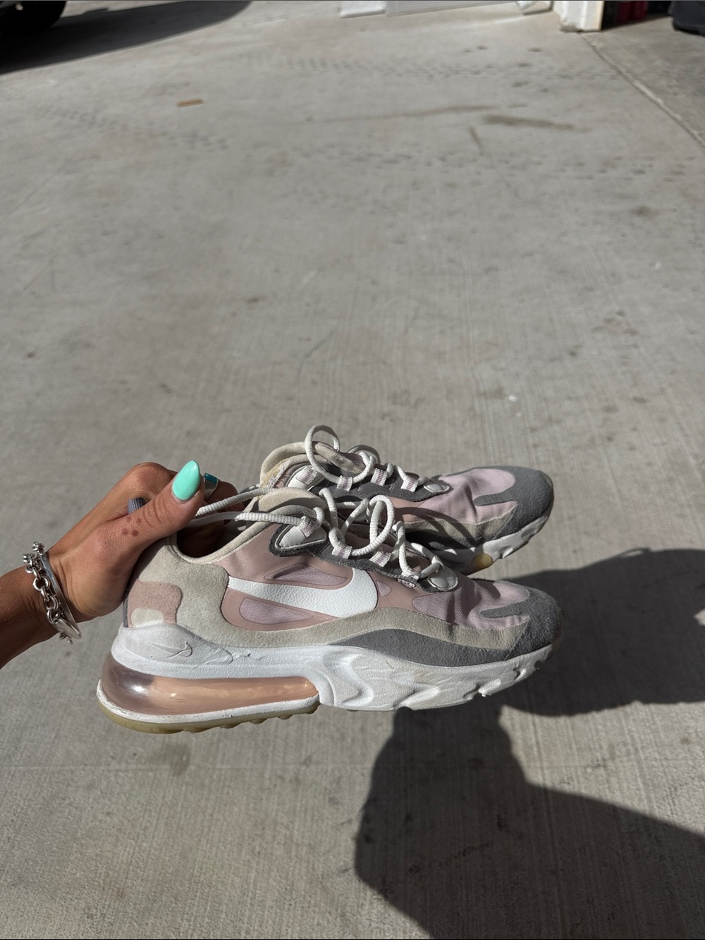 Nike Women’s Pink, White and Gray Air Max-Style Athletic Sneakers